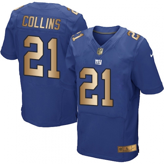 Men's Nike New York Giants #21 Landon Collins Elite Blue/Gold Team Color NFL Jersey