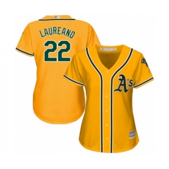 Women's Oakland Athletics #22 Ramon Laureano Authentic Gold Alternate 2 Cool Base Baseball Player Jersey - Ujersey
