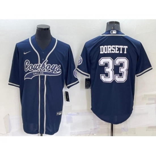 Men's Dallas Cowboys #33 Tony Dorsett Navy Blue Stitched Cool Base Nike Baseball Jersey - Ujersey