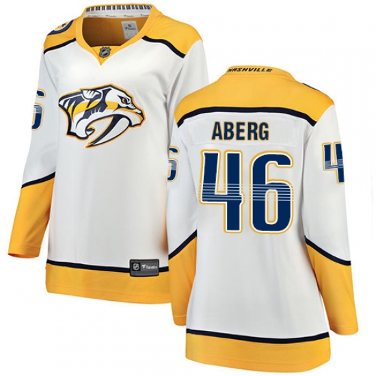 Women's Nashville Predators #46 Pontus Aberg Fanatics Branded White Away Breakaway NHL Jersey - Ujersey