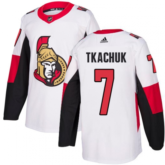 Men's Adidas Ottawa Senators #7 Brady Tkachuk Authentic White Away NHL Jersey - Ujersey