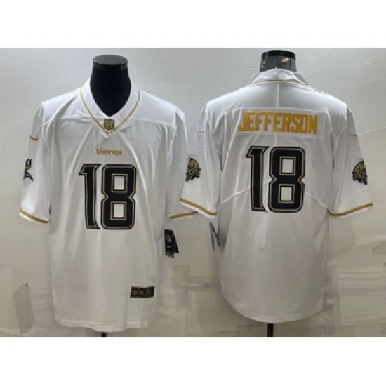 Men's Minnesota Vikings #18 Justin Jefferson White Golden Edition Limited Stitched Jersey - Ujersey