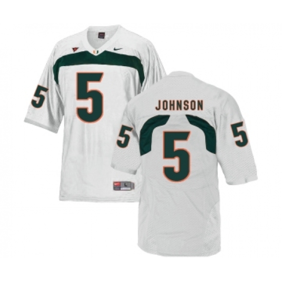 Miami Hurricanes 5 Andre Johnson White College Football Jersey - Ujersey