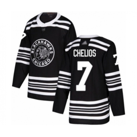 Men's Chicago Blackhawks #7 Chris Chelios Authentic Black Alternate Hockey Jersey - Ujersey