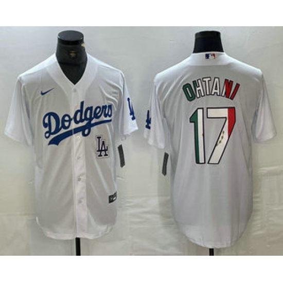 Men's Los Angeles Dodgers #17 Shohei Ohtani Mexico White Cool Base Stitched Jerseys - Ujersey