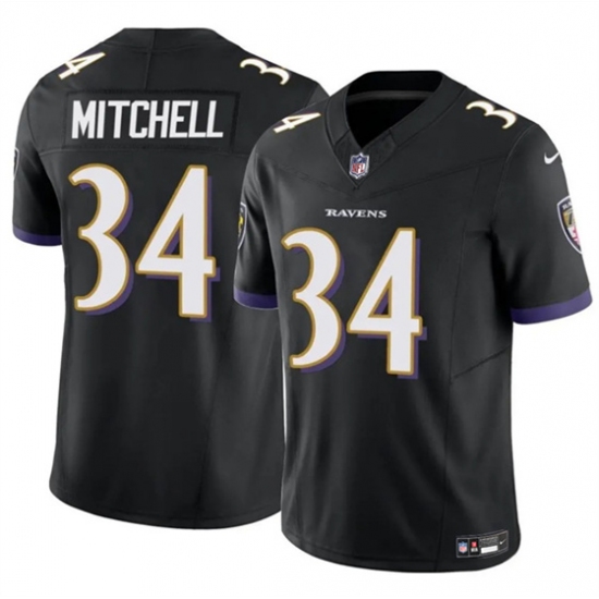 Men's Baltimore Ravens #34 Keaton Mitchell Black 2025 F.U.S.E. Vapor Limited Football Jersey - Ujersey