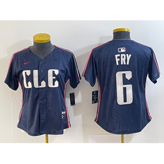 Women's Cleveland Guardians #6 David Fry Navy 2024 City Connect Limited Stitched Jersey - Ujersey