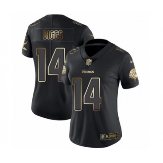 Women's Minnesota Vikings #14 Stefon Diggs Black Gold Vapor Untouchable Limited Football Jersey - Ujersey