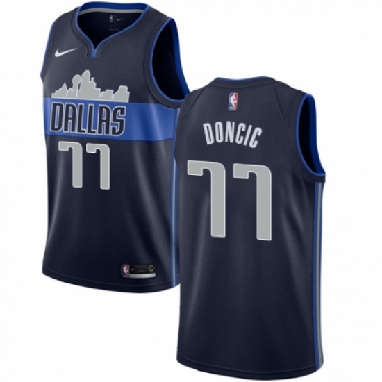 Men's Nike Dallas Mavericks #77 Luka Doncic Swingman Navy Blue NBA Jersey Statement Edition - Ujersey