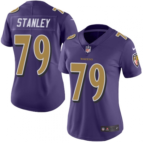 Women's Nike Baltimore Ravens #79 Ronnie Stanley Limited Purple Rush Vapor Untouchable NFL Jersey - Ujersey