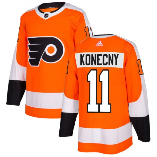 Men's Adidas Philadelphia Flyers #11 Travis Konecny Authentic Orange Home NHL Jersey - Ujersey