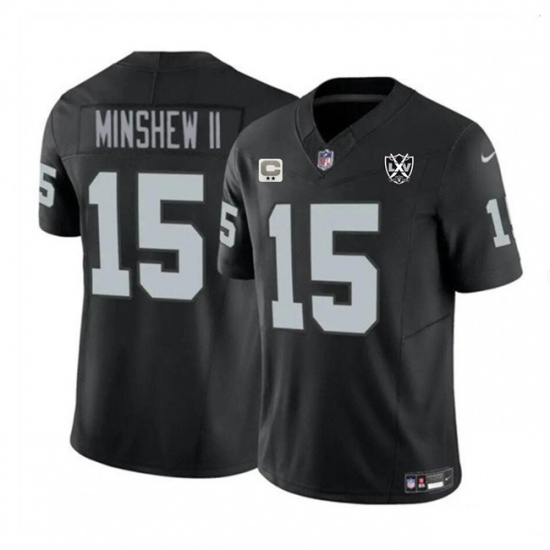 Men's Las Vegas Raiders #15 Gardner Minshew II Black 2024 F.U.S.E 65th Anniversary Vapor Stitched Football Jersey - Ujersey