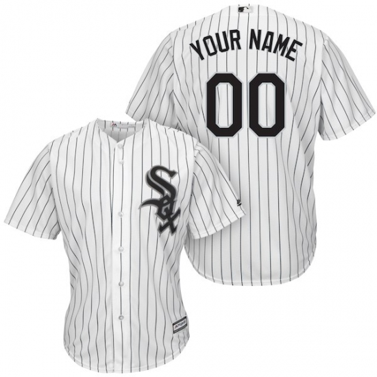 Men's Chicago White Sox Majestic White/Black Home Cool Base Custom Jersey - Ujersey