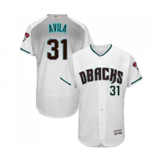 Men's Arizona Diamondbacks #31 Alex Avila White Teal Alternate Authentic Collection Flex Base Baseball Jersey - Ujersey