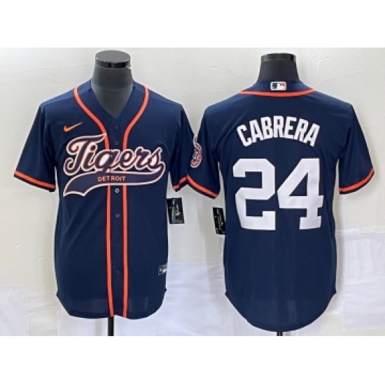 Men's Detroit Tigers #24 Miguel Cabrera Navy Cool Base Stitched Baseball Jersey - Ujersey