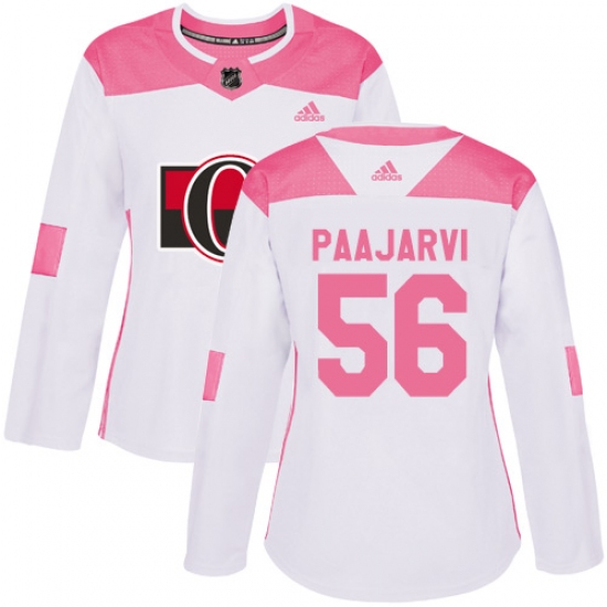 Women's Adidas Ottawa Senators #56 Magnus Paajarvi Authentic White Pink Fashion NHL Jersey - Ujersey