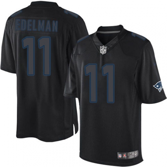 Men's Nike New England Patriots #11 Julian Edelman Limited Black Impact NFL Jersey - Ujersey