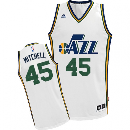 Men's Adidas Utah Jazz #45 Donovan Mitchell Swingman White Home NBA Jersey - Ujersey