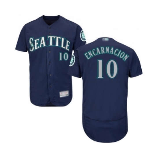Men's Seattle Mariners #10 Edwin Encarnacion Navy Blue Alternate Flex Base Authentic Collection Baseball Jersey - Ujersey