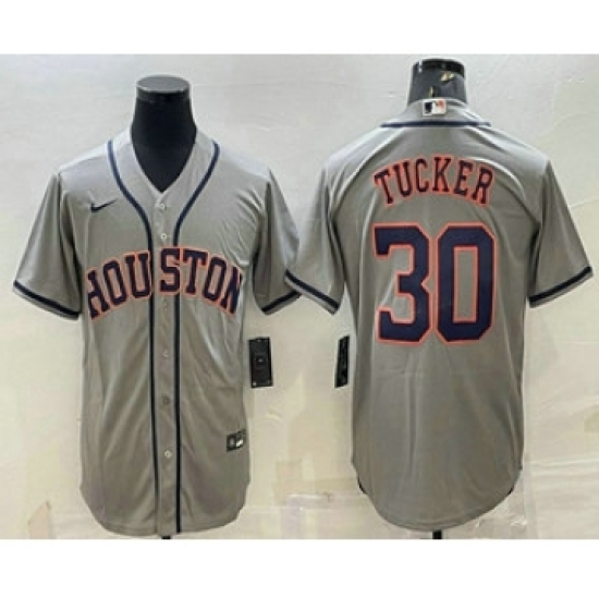 Men's Houston Astros #30 Kyle Tucker Grey Stitched MLB Cool Base Nike Jersey - Ujersey