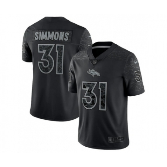Men's Denver Broncos #31 Justin Simmons Black Reflective Limited Stitched Football Jersey - Ujersey
