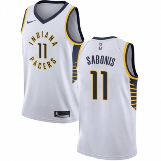 Men's Nike Indiana Pacers #11 Domantas Sabonis Authentic White NBA Jersey - Association Edition - Ujersey