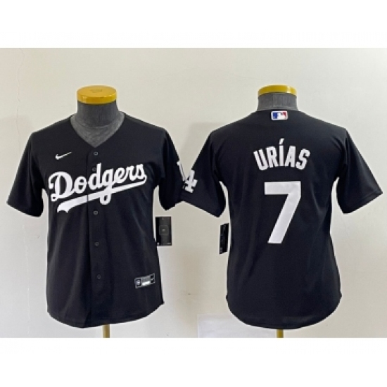 Youth Los Angeles Dodgers #7 Julio Urias Black Turn Back The Clock Stitched Cool Base Jersey - Ujersey