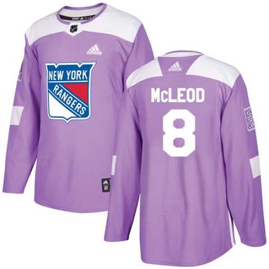 Men's Adidas New York Rangers #8 Cody McLeod Authentic Purple Fights Cancer Practice NHL Jersey - Ujersey