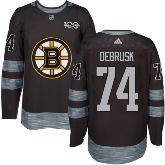 Men's Adidas Boston Bruins #74 Jake DeBrusk Premier Black 1917-2017 100th Anniversary NHL Jersey - Ujersey