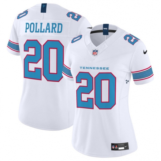 Women's Tennessee Titans #20 Tony Pollard White 2026 F.U.S.E. Vapor Limited Stitched Football Jersey(Run Small) - Ujersey