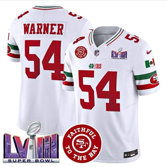 Men's San Francisco 49ers #54 Fred Warner White 2023 F U S E And Faithful To The Bay Stitched Football Jersey - Ujersey