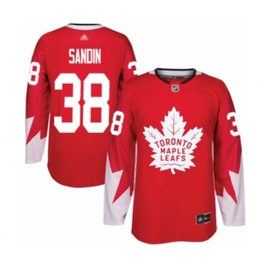 Men's Toronto Maple Leafs #38 Rasmus Sandin Authentic Red Alternate Hockey Jersey - Ujersey