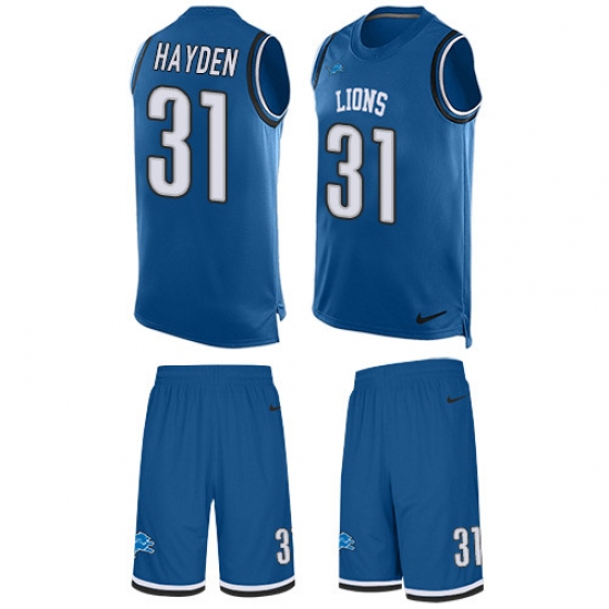 Men's Nike Detroit Lions #31 D.J. Hayden Limited Light Blue Tank Top Suit NFL Jersey - Ujersey