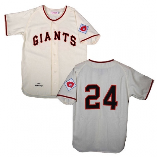 Men's Mitchell and Ness San Francisco Giants #24 Willie Mays Replica Cream 1951 Throwback MLB Jersey - Ujersey