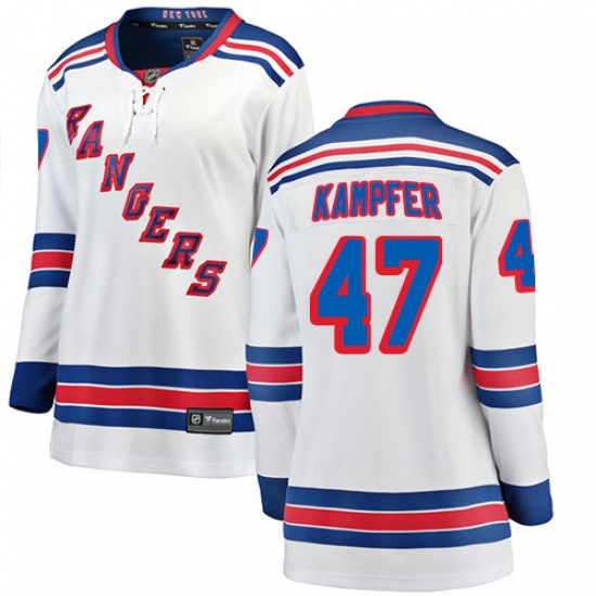 Women's New York Rangers #47 Steven Kampfer Fanatics Branded White Away Breakaway NHL Jersey - Ujersey