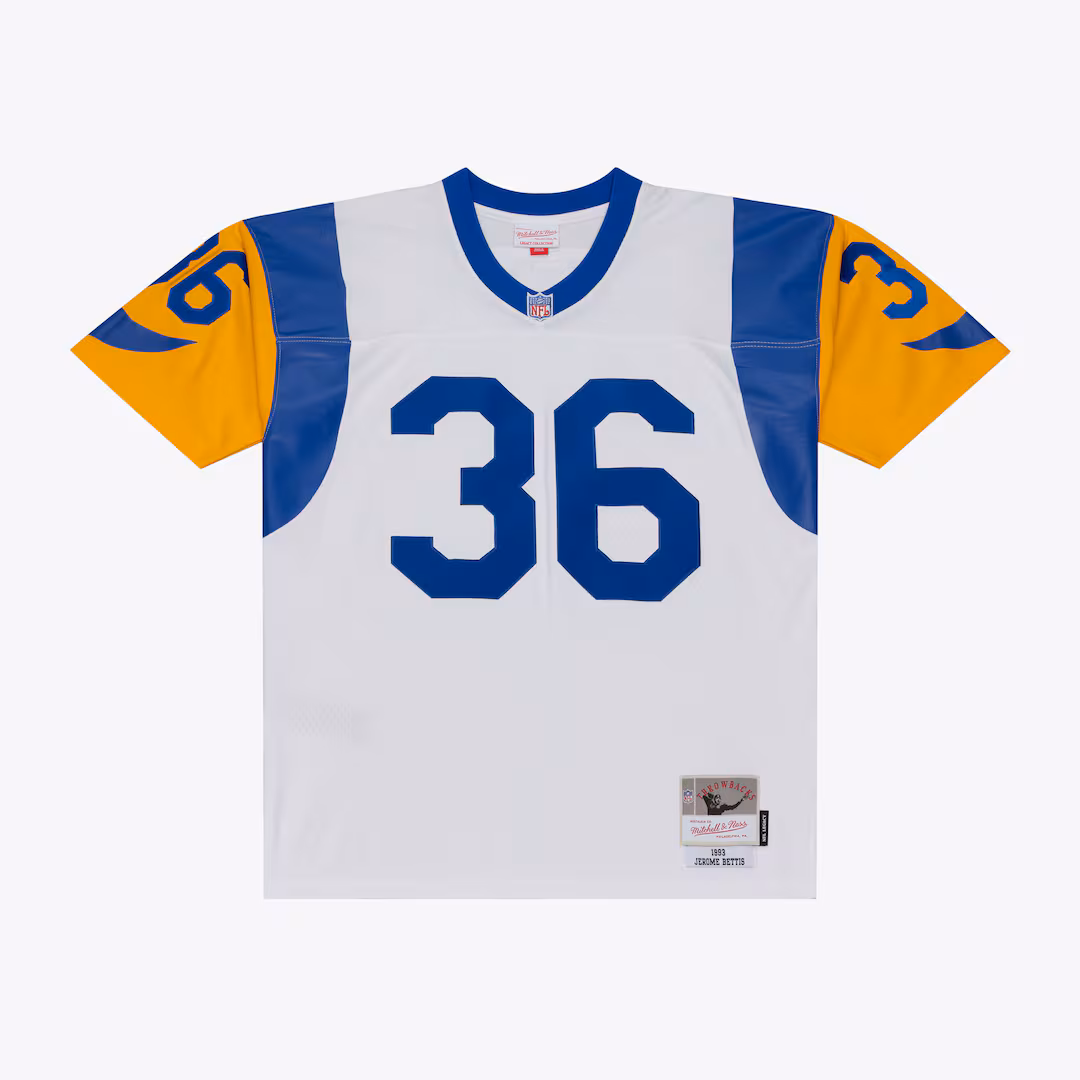 Men's Los Angeles Rams Jerome Bettis Mitchell & Ness White Retired Legacy Replica Player Jersey - Ujersey