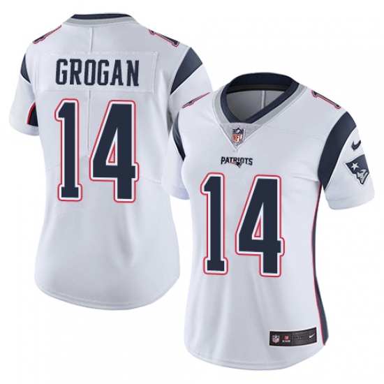 Women's Nike New England Patriots #14 Steve Grogan White Vapor Untouchable Limited Player NFL Jersey - Ujersey