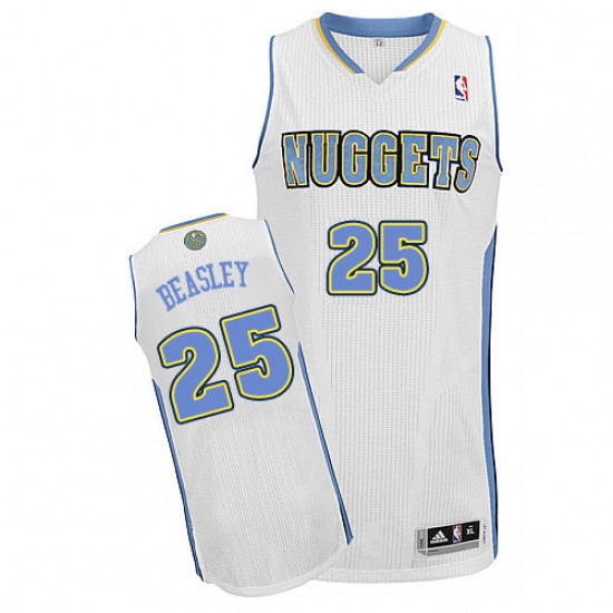 Men's Adidas Denver Nuggets #25 Malik Beasley Authentic White Home NBA Jersey - Ujersey