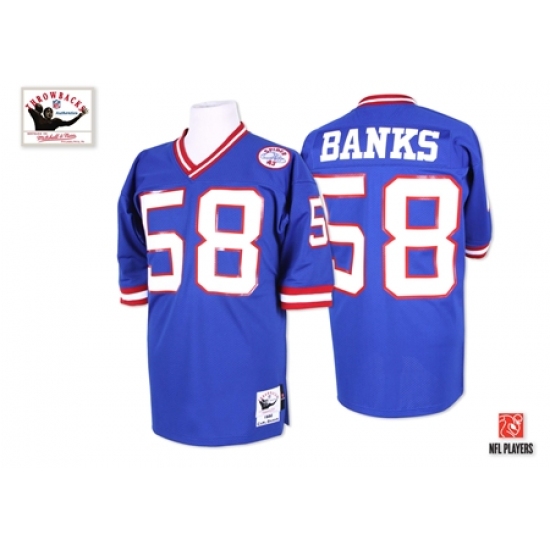 Mitchell and Ness New York Giants #58 Carl Banks Blue Authentic Throwback NFL Jersey - Ujersey