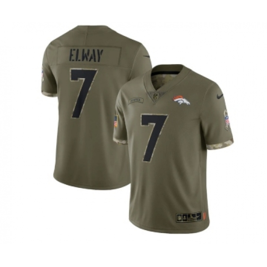 Men's Denver Broncos #7 John Elway 2022 Olive Salute To Service Limited Stitched Jersey - Ujersey