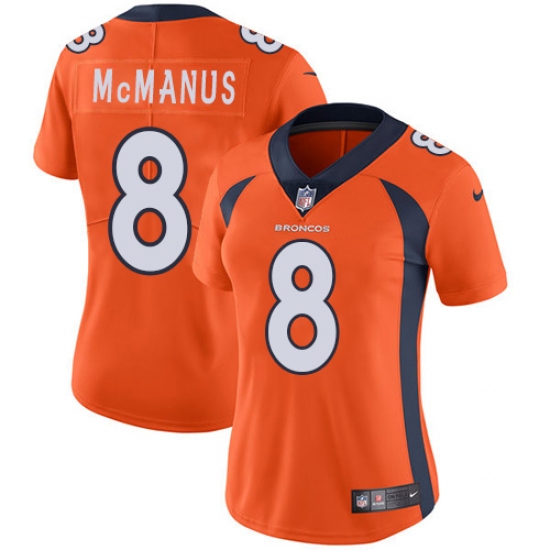 Women's Nike Denver Broncos #8 Brandon McManus Orange Team Color Vapor Untouchable Limited Player NFL Jersey - Ujersey