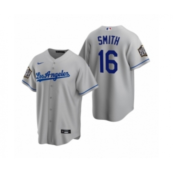 Men's Los Angeles Dodgers #16 Will Smith Gray 2020 World Series Replica Jersey - Ujersey