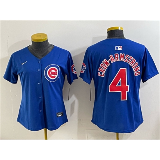 Women's Chicago Cubs #4 Pete Crow-Armstrong Royal Vapor Limited Stitched Baseball Jersey(Run Small)