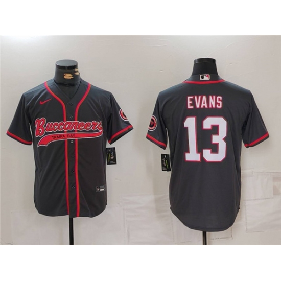 Men's Tampa Bay Buccaneers #13 Mike Evans Gray Cool Base Stitched Baseball Jersey - Ujersey