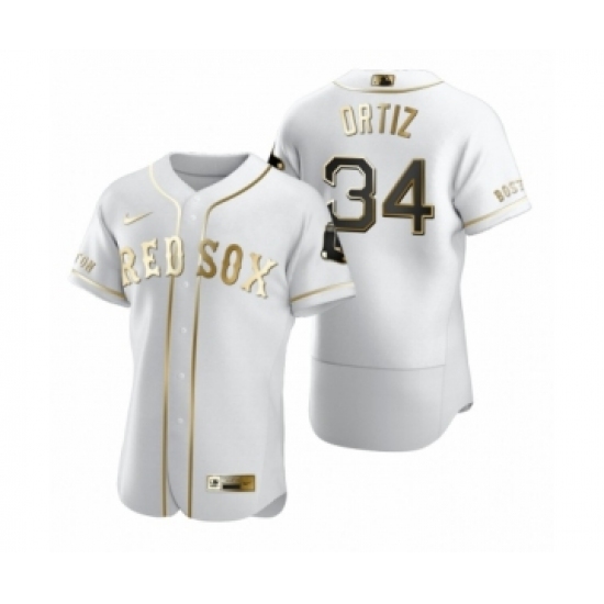 Men's Boston Red Sox #34 David Ortiz Nike White Authentic Golden Edition Jersey - Ujersey