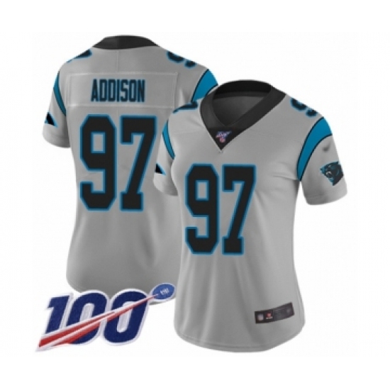 Women's Carolina Panthers #97 Mario Addison Silver Inverted Legend Limited 100th Season Football Jersey - Ujersey