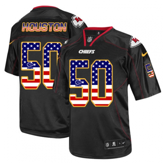 Men's Nike Kansas City Chiefs #50 Justin Houston Elite Black USA Flag Fashion NFL Jersey - Ujersey