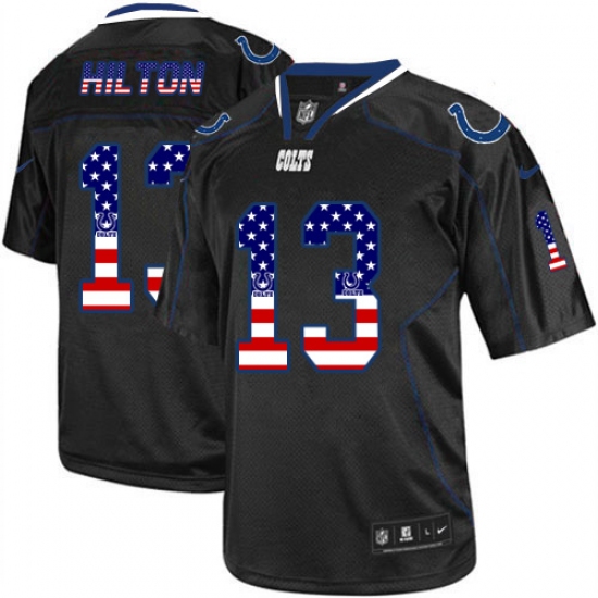 Men's Nike Indianapolis Colts #13 T.Y. Hilton Elite Black USA Flag Fashion NFL Jersey - Ujersey