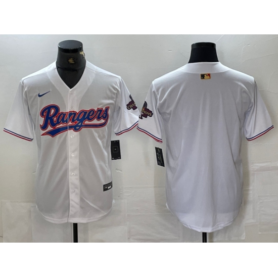 Men's Texas Rangers Bank White 2023 World Series Champions Cool Base Jersey - Ujersey