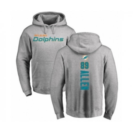 Football Miami Dolphins #89 Dwayne Allen Ash Backer Pullover Hoodie - Ujersey